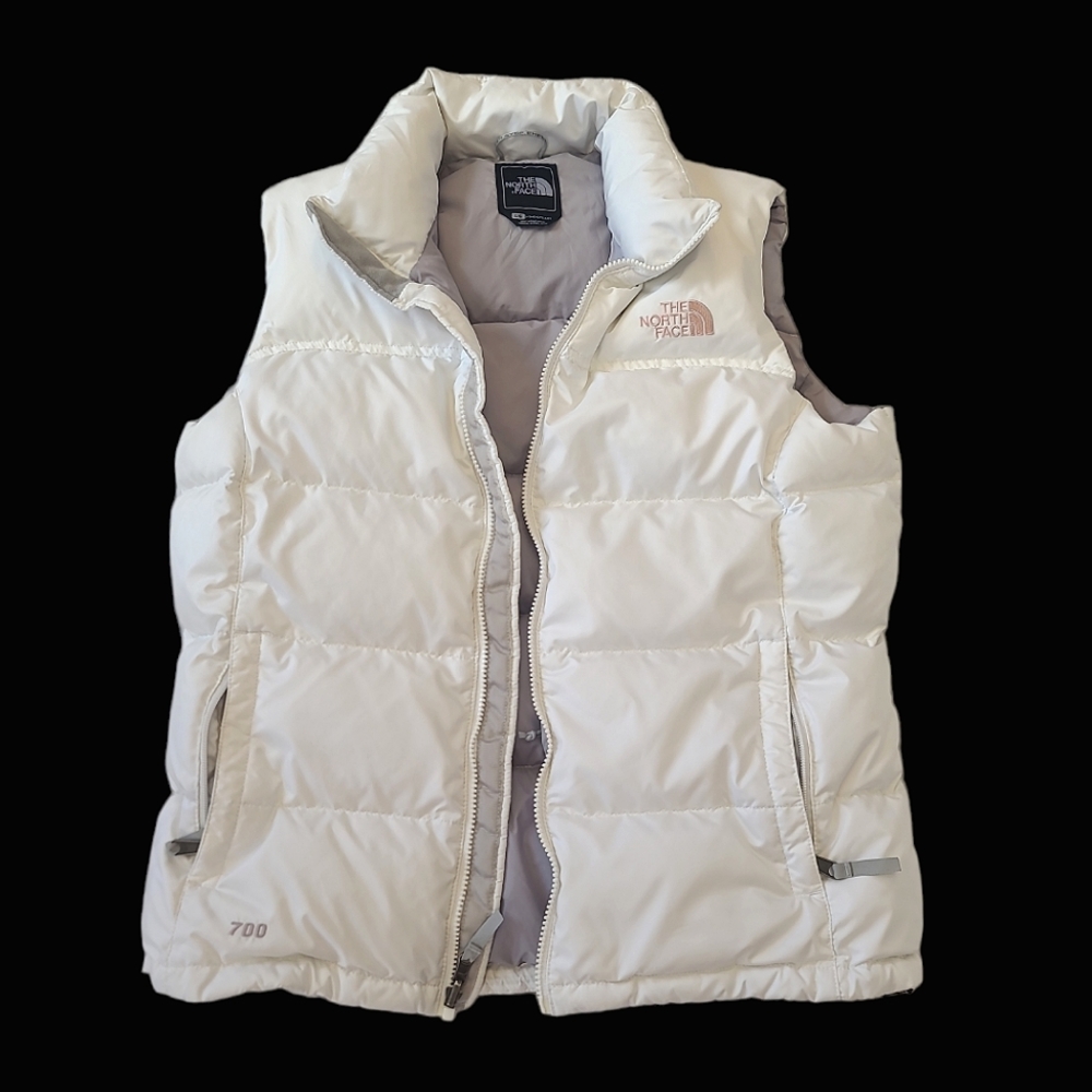 The North Face Women's Down Puffer Vest 700 White Pink size Large